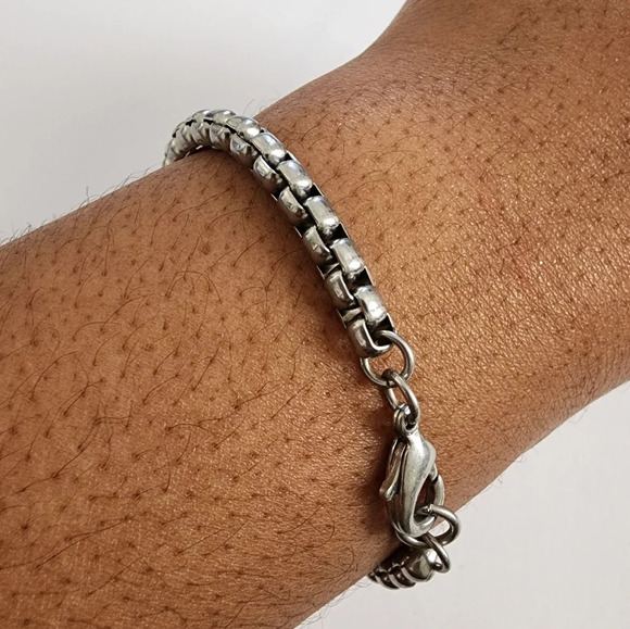 DKNY, Menswear Bar Tag Chain Bracelet Silver Tone Single Lenght Preloved - Picture 4 of 13